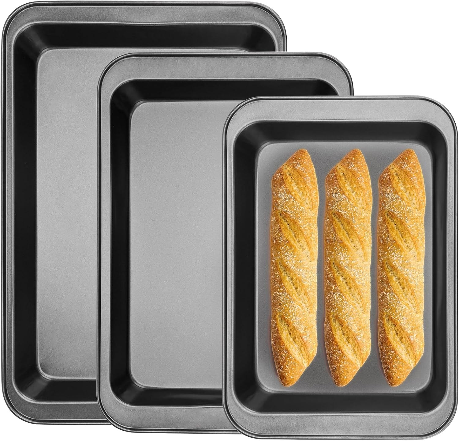 GULFSIDE Non-Stick Baking Sheet Set 3-Piece Carbon Steel