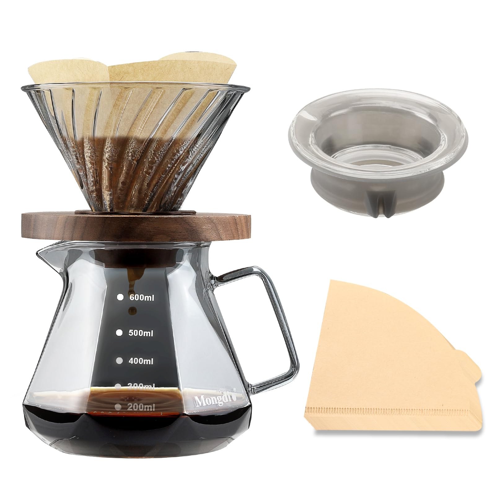 GULFSIDE Pour Over Coffee Maker Set Borosilicate Glass 20-Ounce