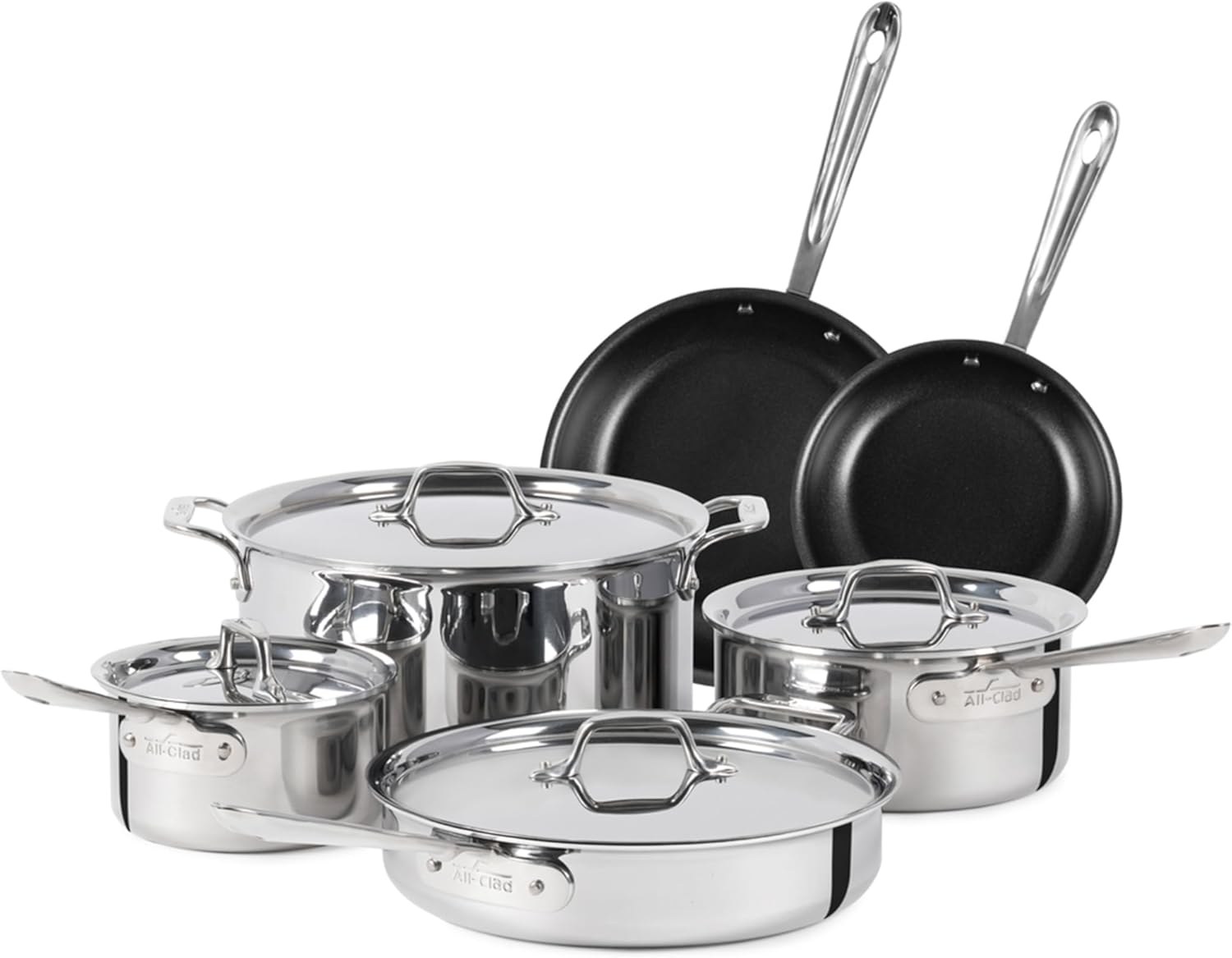 GULFSIDE Stainless Steel Cookware Set 10-Piece Tri-Ply Induction Ready